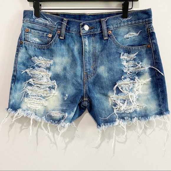 LEVI’S 511 Bleached Distressed Shorts - Picture 2 of 10